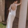 Ivory Satin One-Shoulder Mini Dress "Ocean Rose" DR111