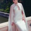 Ivory Silk Cape Gown "Ethereal Grace" DR912