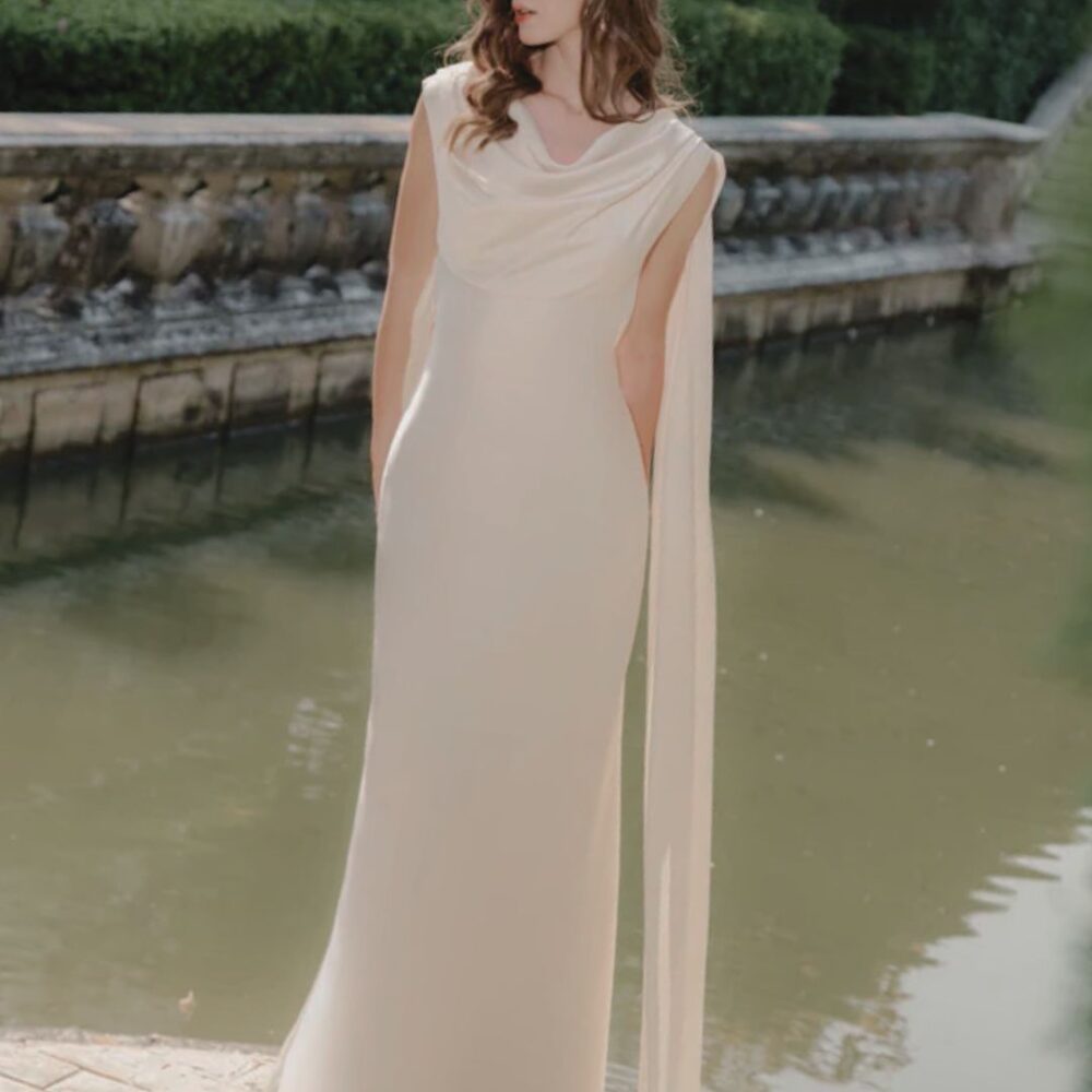 Ivory Satin Gown “Garden Muse” DR828